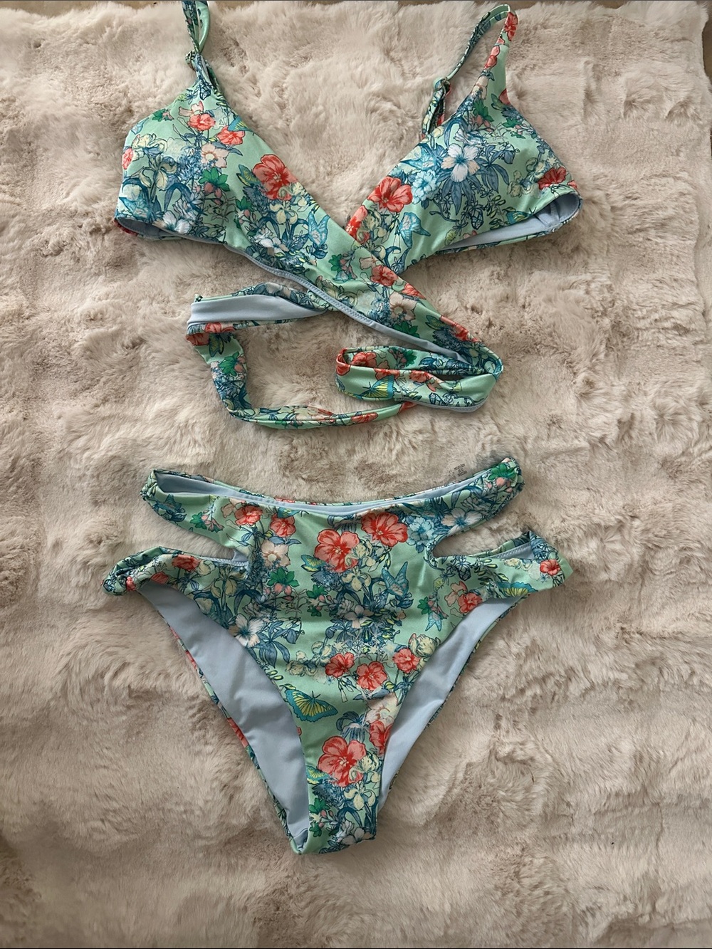 Victoria's Secret Mint Floral Wrap Bikini Set